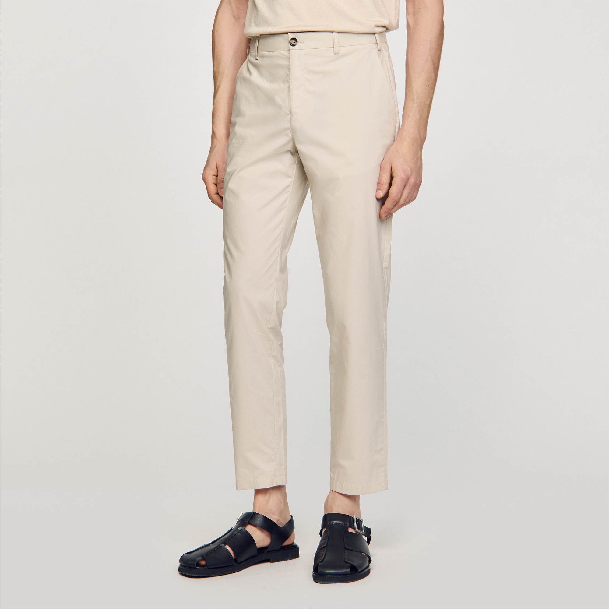Cotton carrot-cut trousers Light Grey Sandro Men