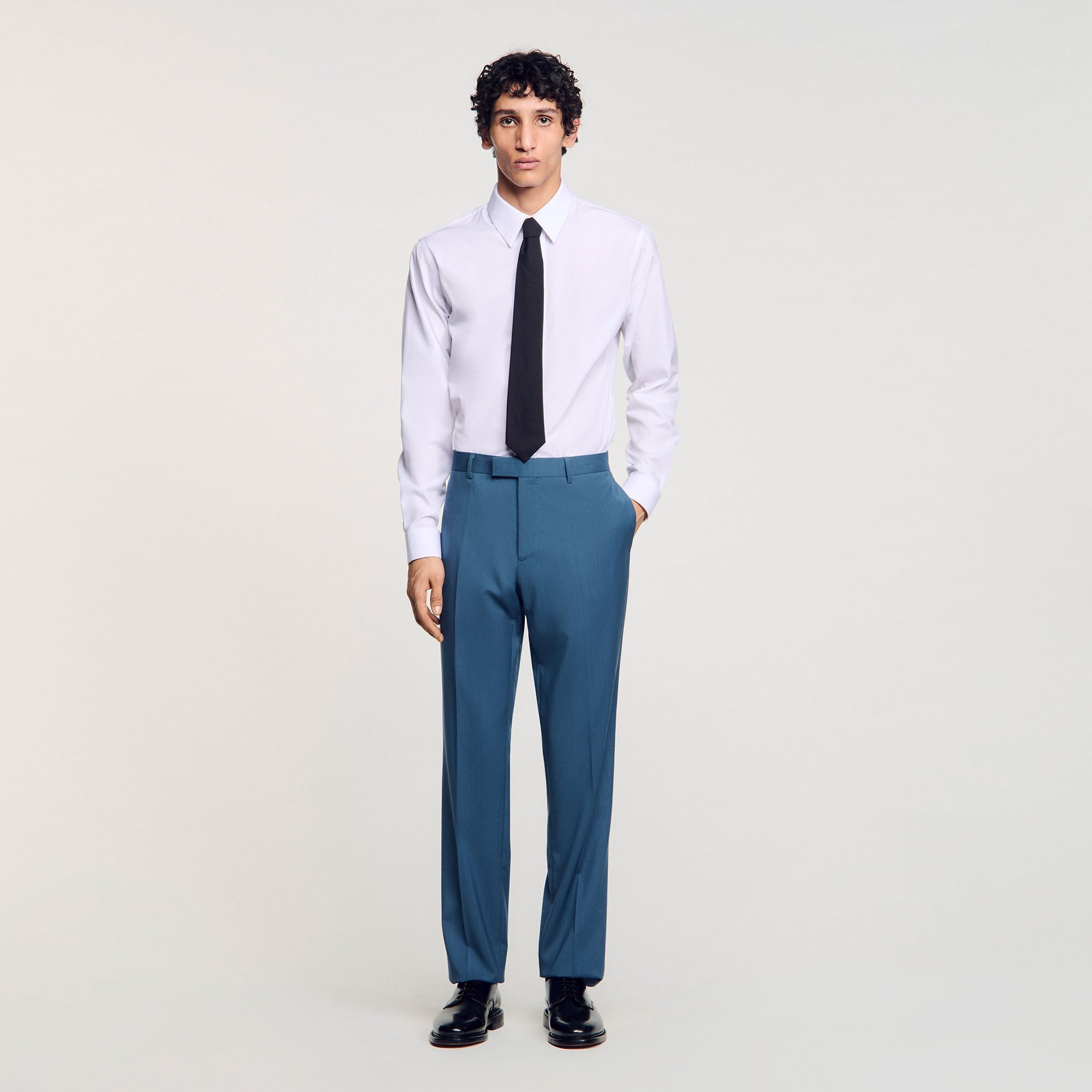 Wool suit trousers Thunderstorm Blue Sandro Men