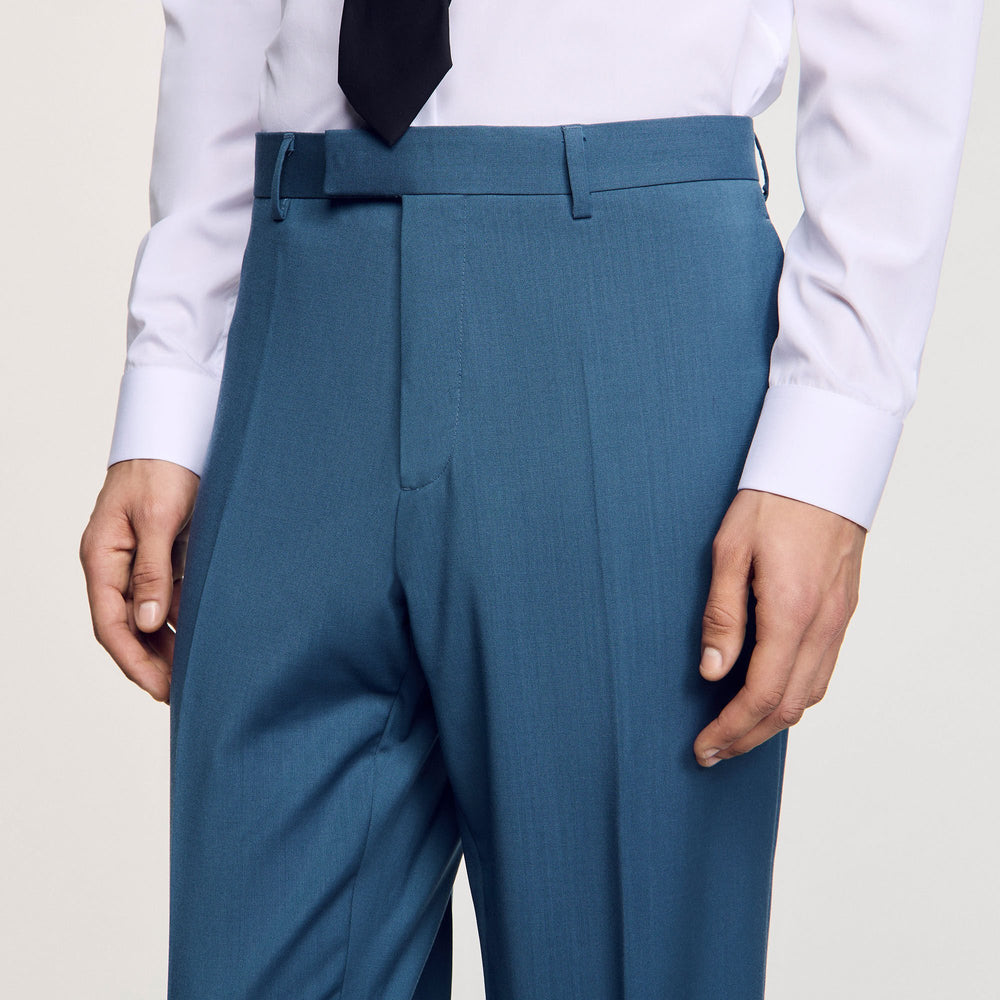 Wool suit trousers Thunderstorm Blue Sandro Men