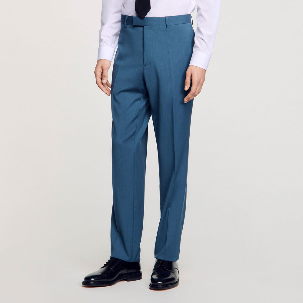 Wool suit trousers Thunderstorm Blue Sandro Men