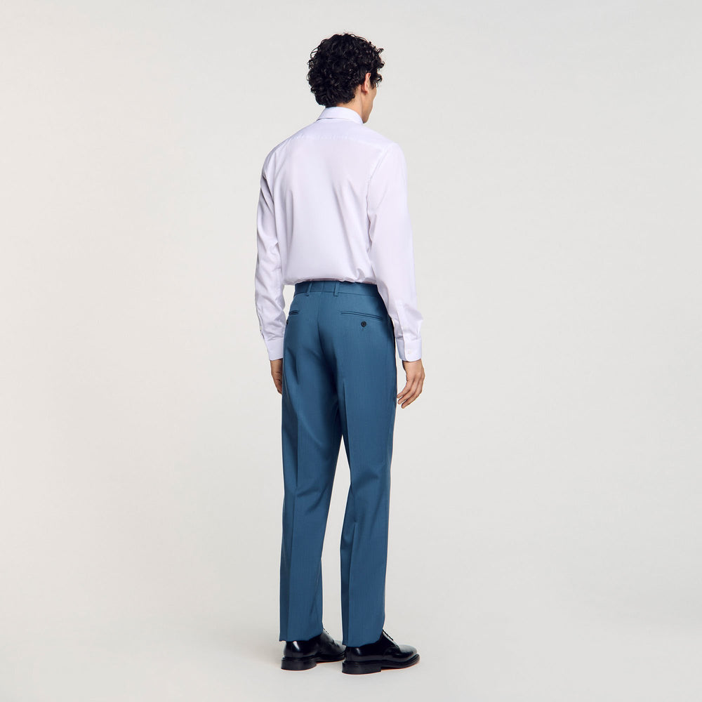Wool suit trousers Thunderstorm Blue Sandro Men
