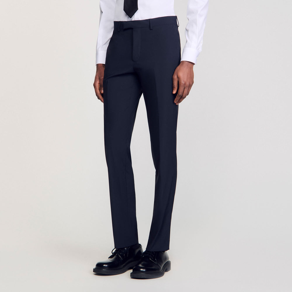 Wool suit trousers Navy Blue Sandro Men