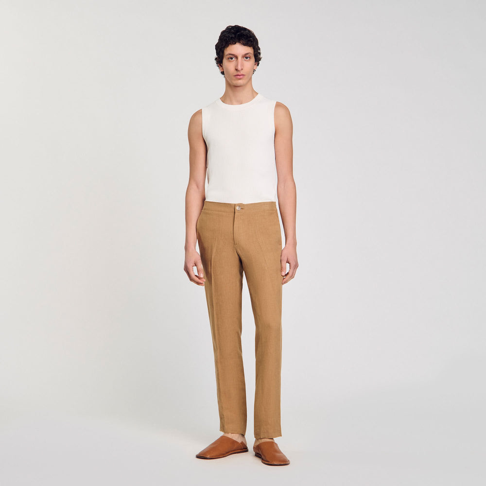 Linen trousers Dark Sand Sandro Men