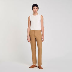 Linen trousers Dark Sand Sandro Men