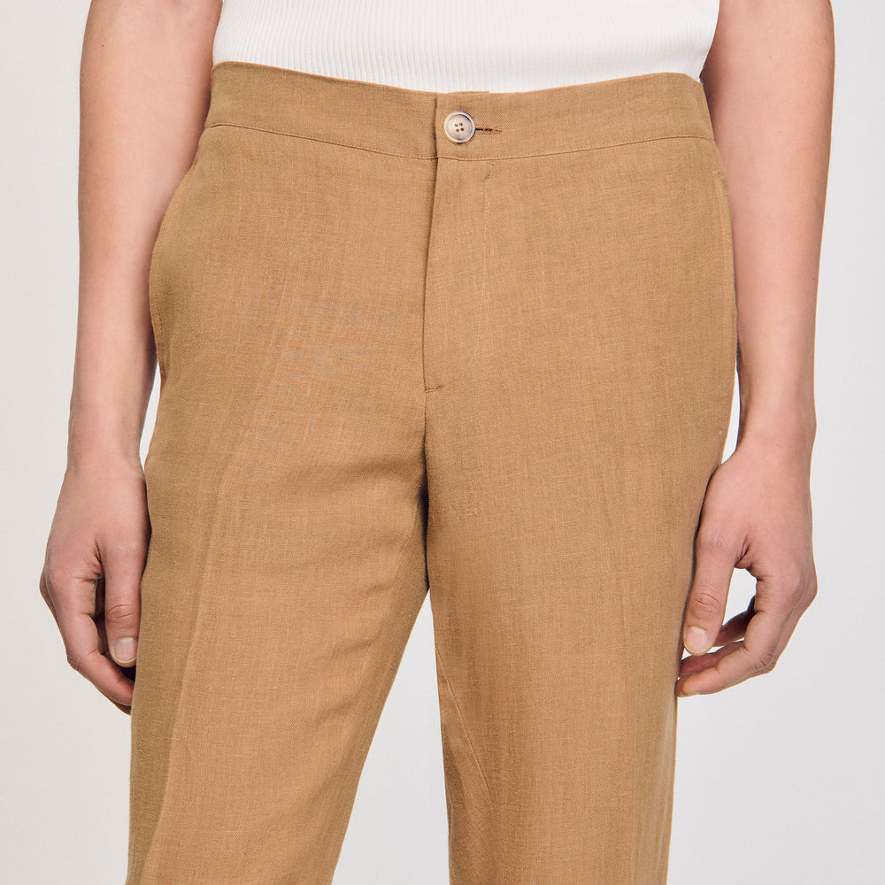 Linen trousers Dark Sand Sandro Men