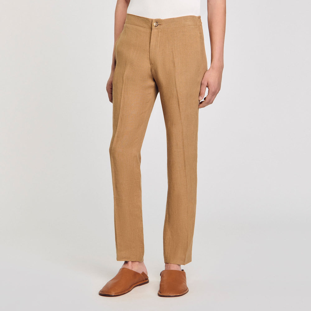 Linen trousers Dark Sand Sandro Men