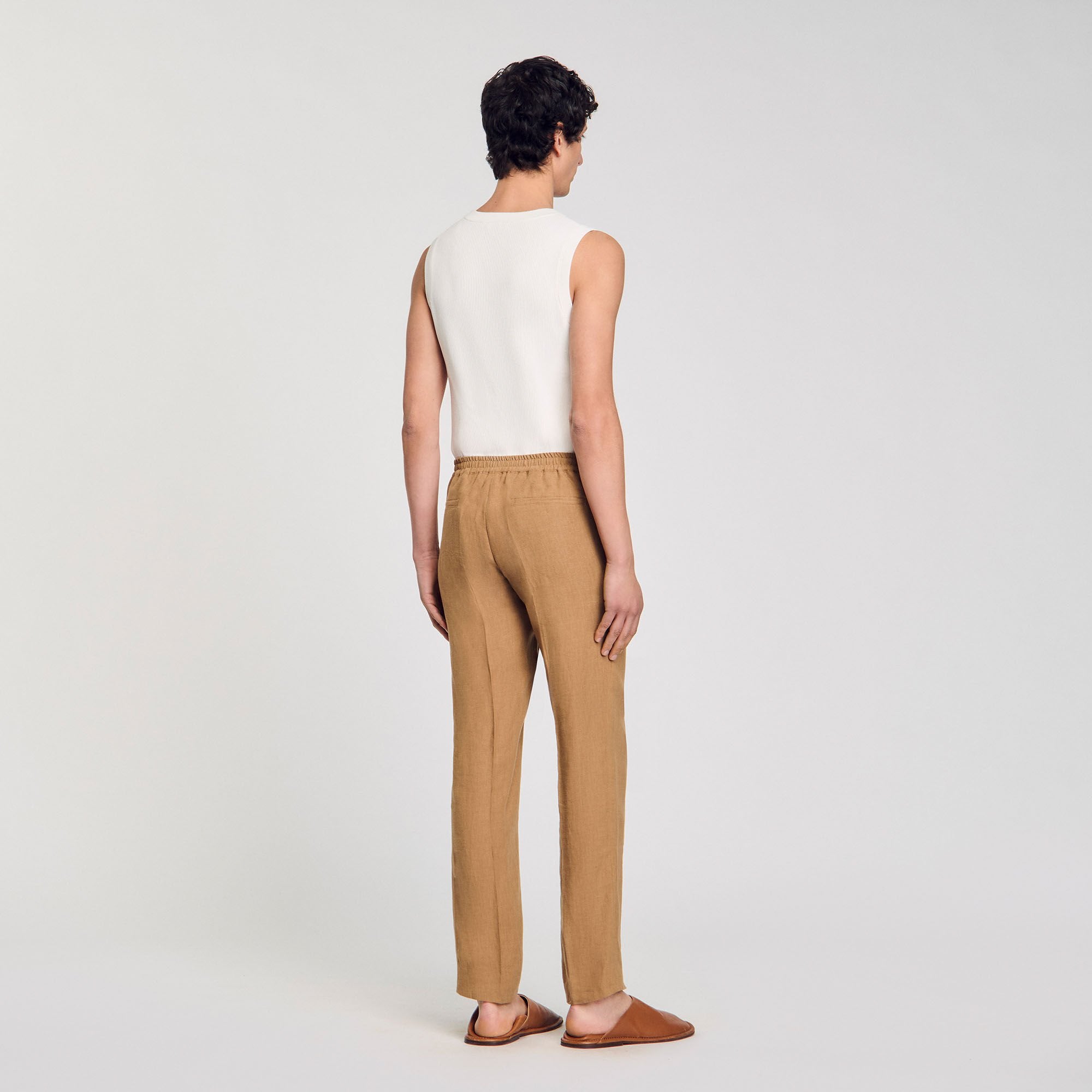 Linen trousers Dark Sand Sandro Men