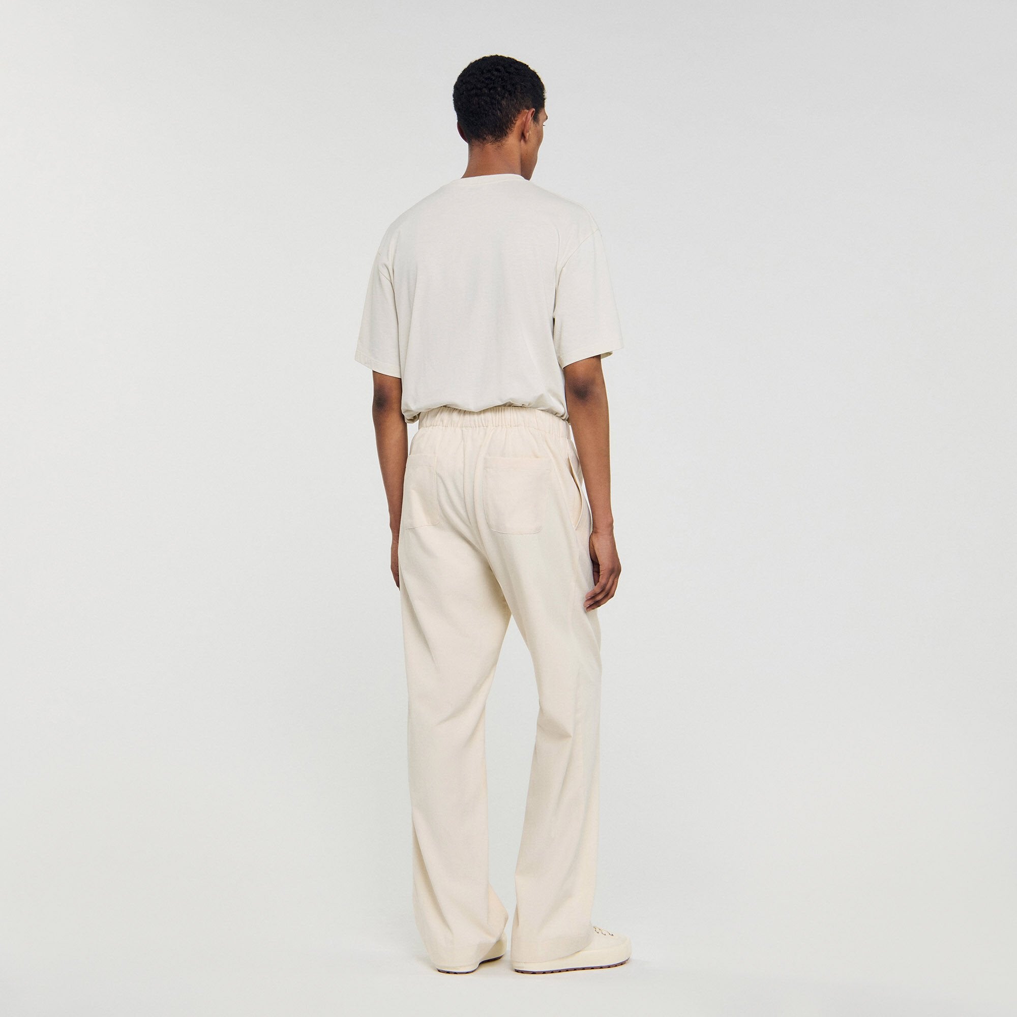 Wide-leg elasticated cotton trousers Butter Cream Sandro Men