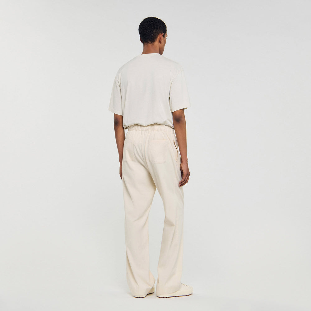 Wide-leg elasticated cotton trousers Butter Cream Sandro Men