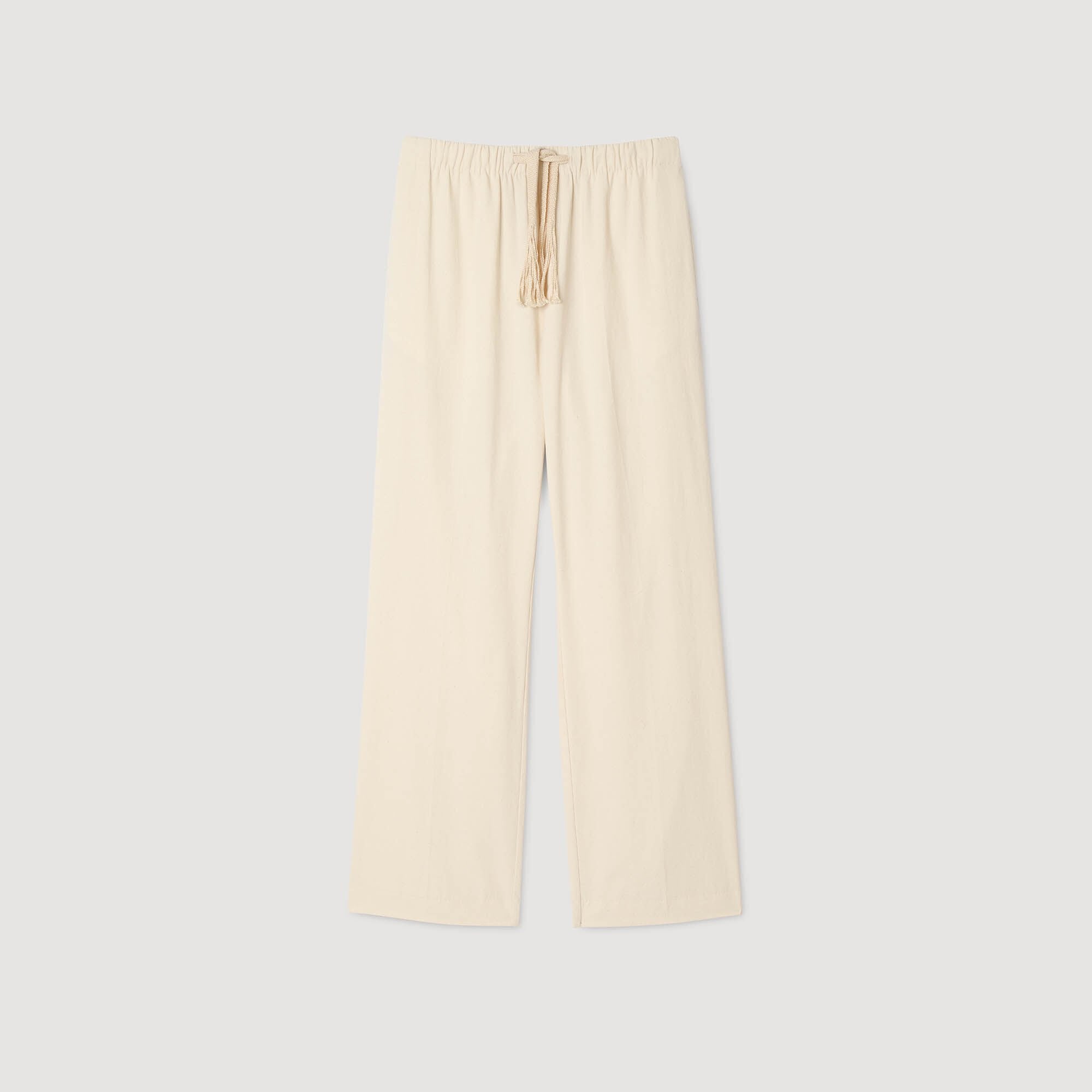 Wide-leg elasticated cotton trousers Butter Cream Sandro Men