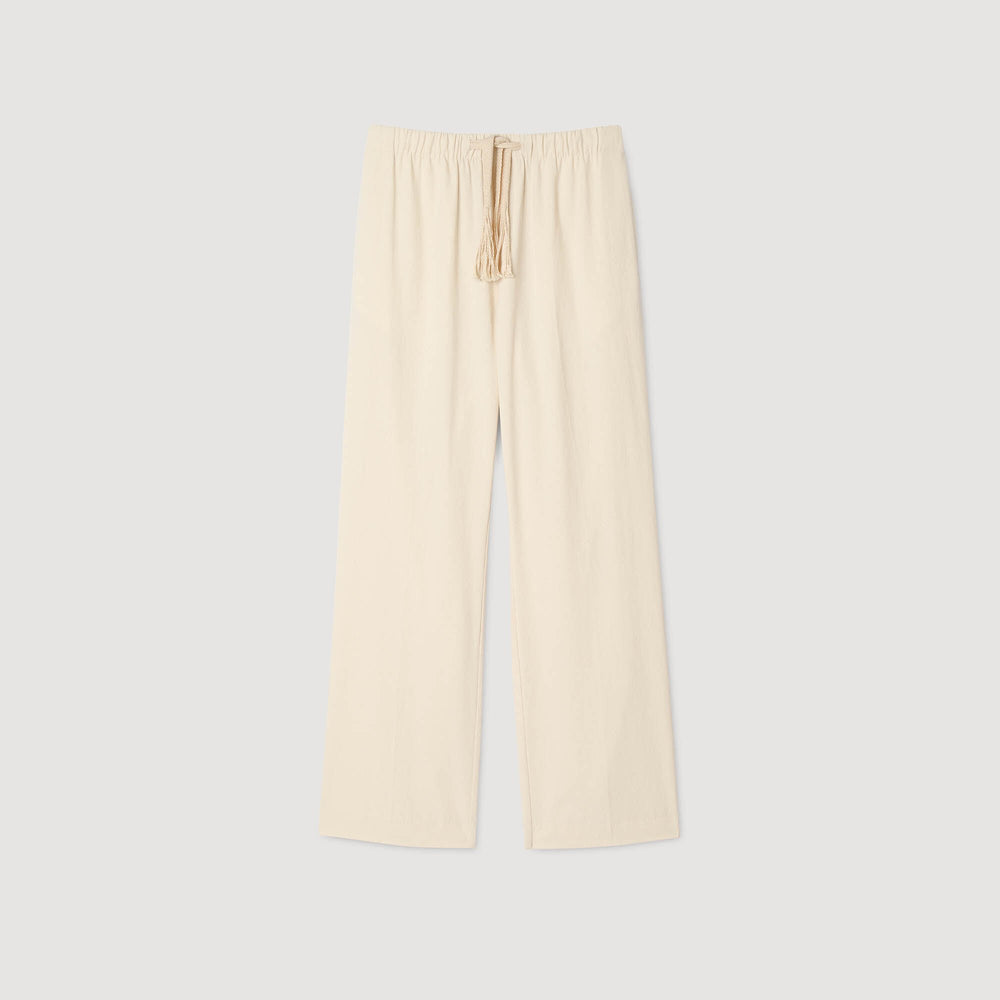 Wide-leg elasticated cotton trousers Butter Cream Sandro Men