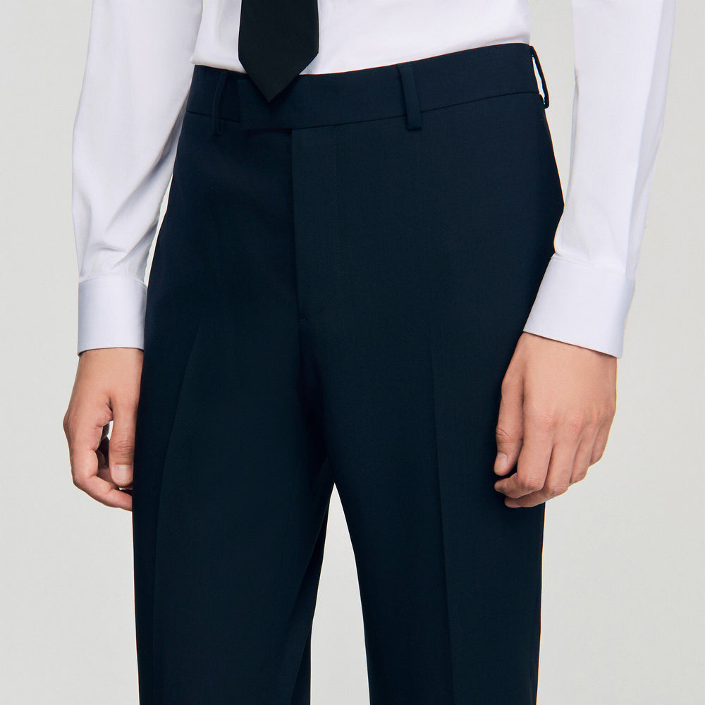 Wool suit trousers Navy Blue Sandro Men