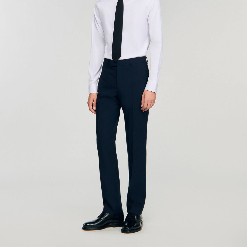 Wool suit trousers Navy Blue Sandro Men