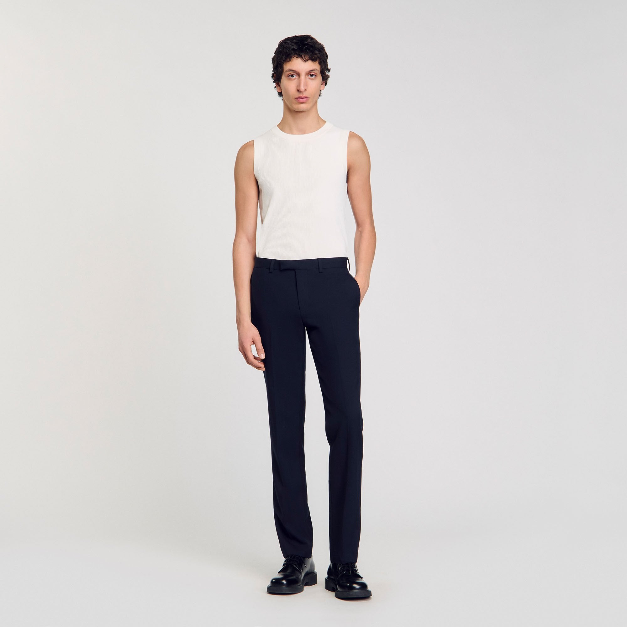 Wool suit trousers Navy Blue Sandro Men