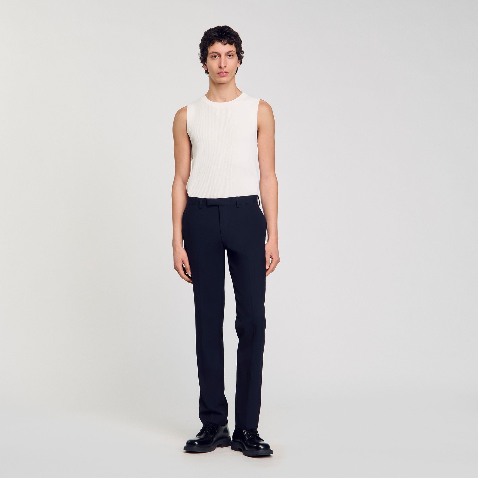 Wool suit trousers Navy Blue Sandro Men