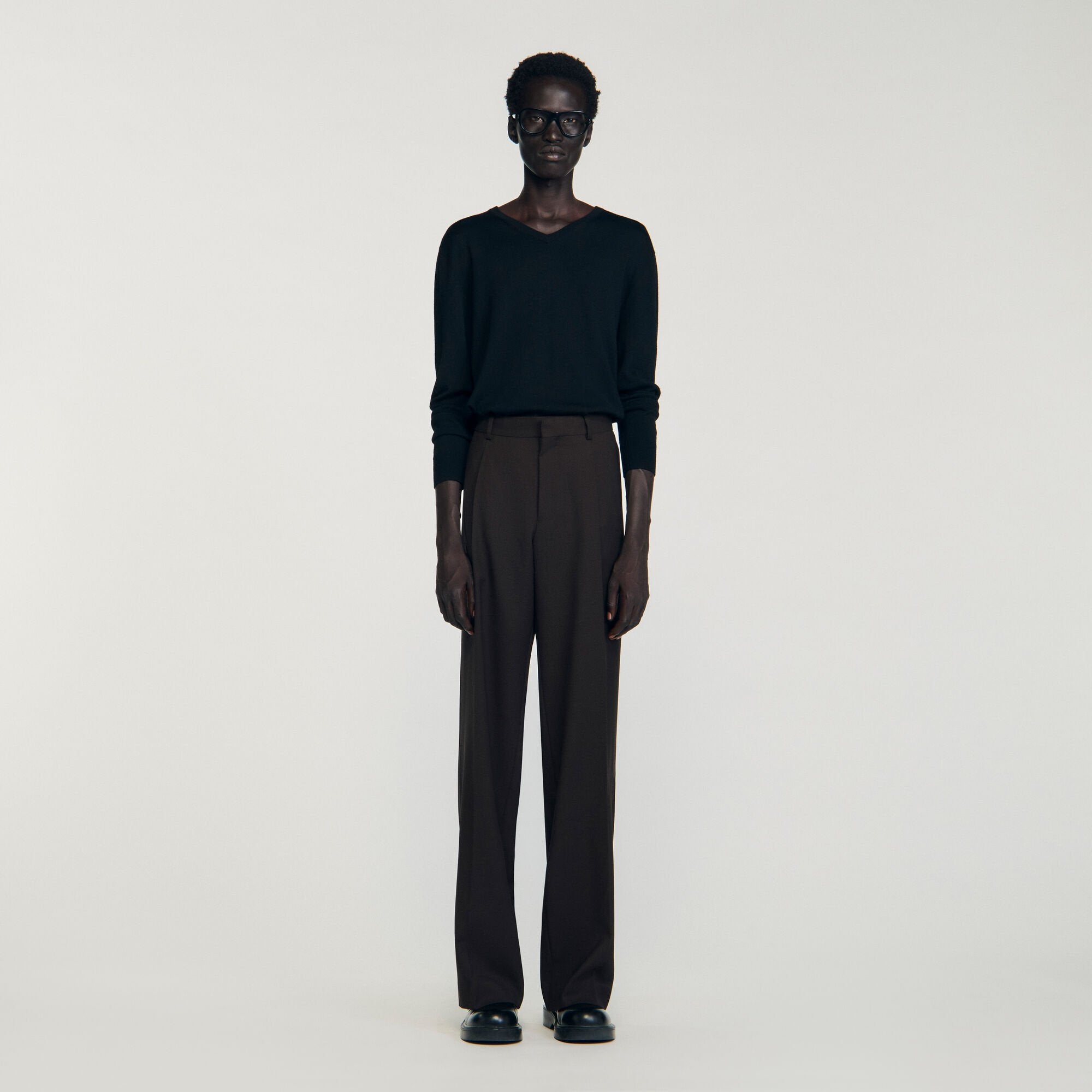 Wool suit trousers Chocolate Sandro Men