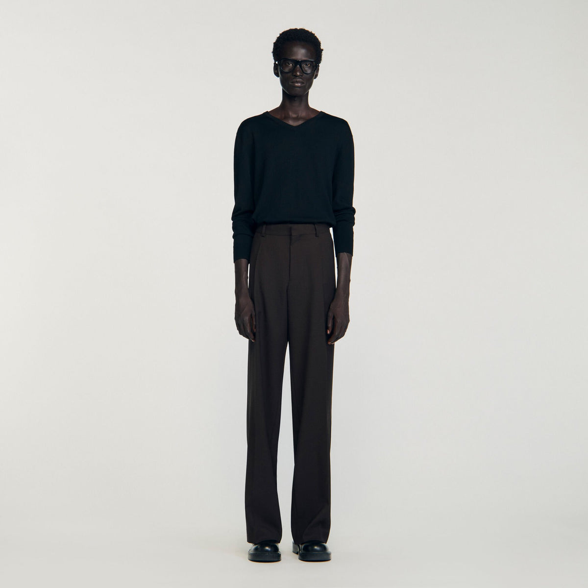 Wool suit trousers Chocolate Sandro Men