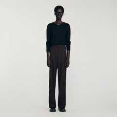 Wool suit trousers Chocolate Sandro Men