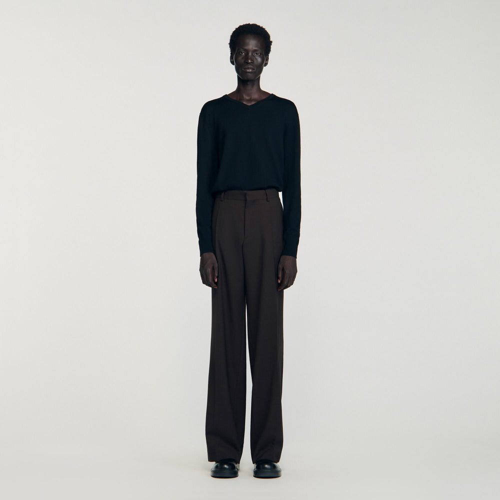 Wool suit trousers Chocolate Sandro Men