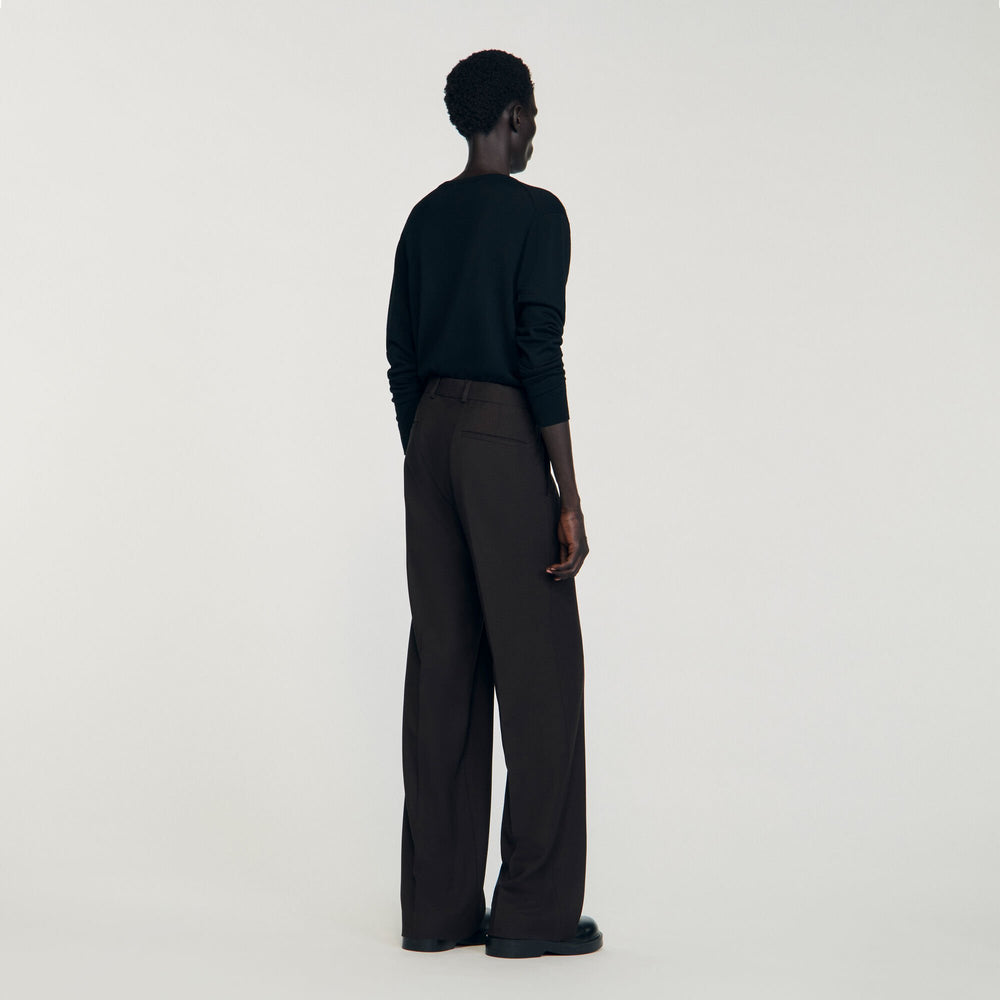 Wool suit trousers Chocolate Sandro Men