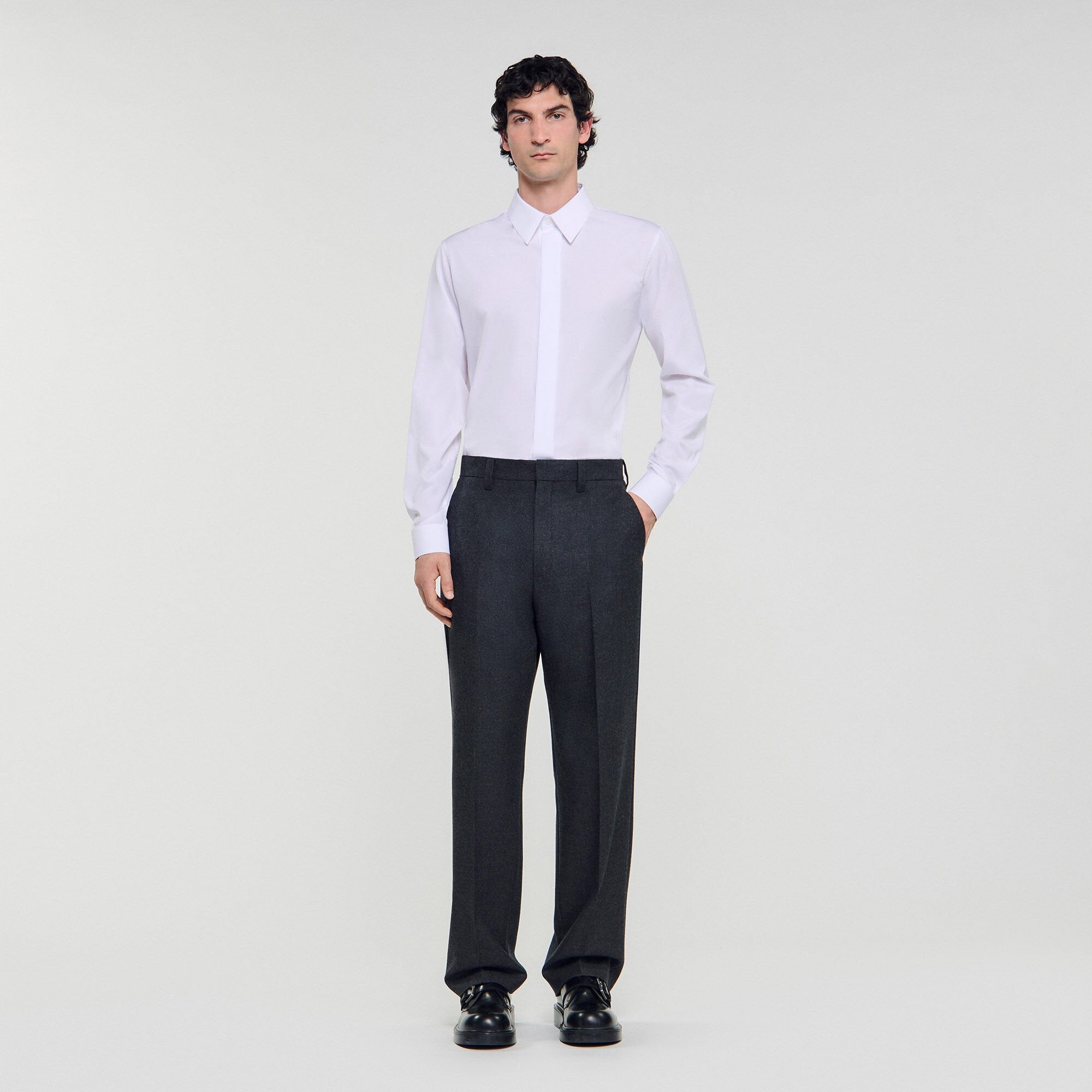 Wool suit trousers Heather Charcoal Sandro Men