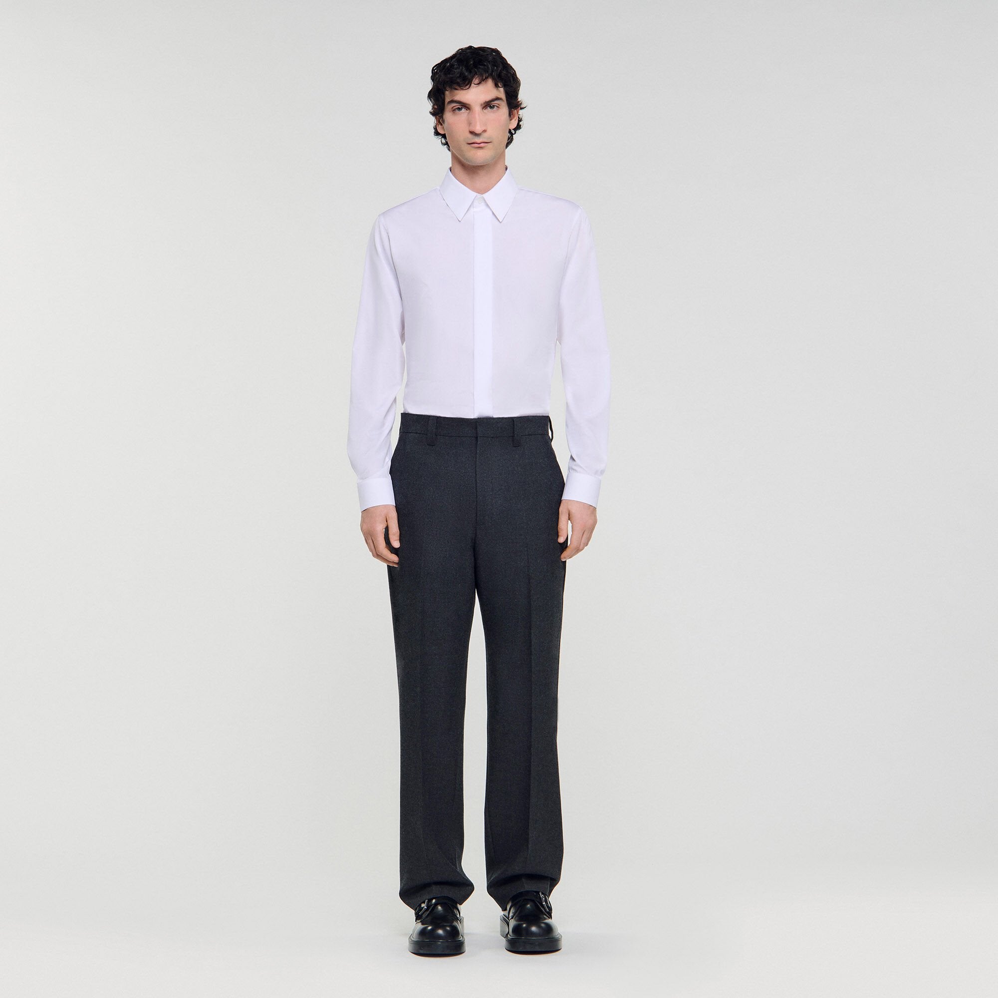 Wool suit trousers Heather Charcoal Sandro Men