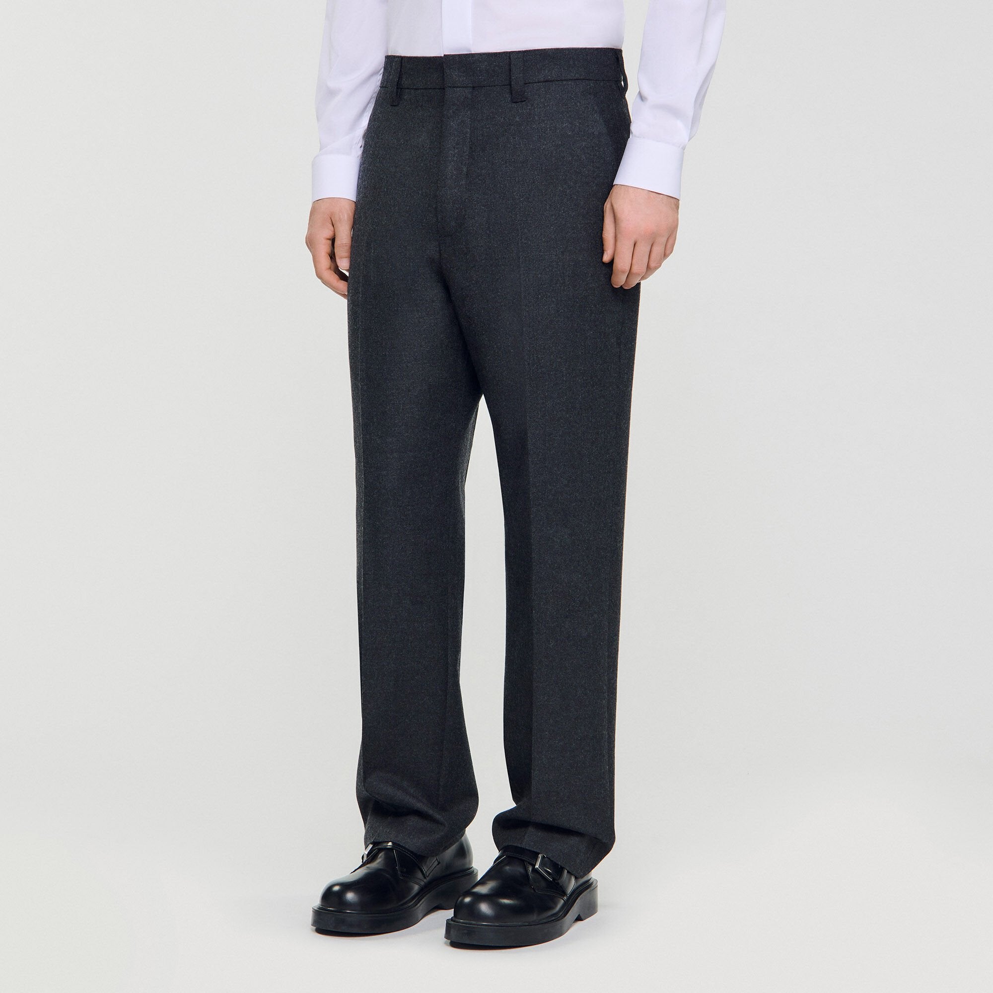 Wool suit trousers Heather Charcoal Sandro Men