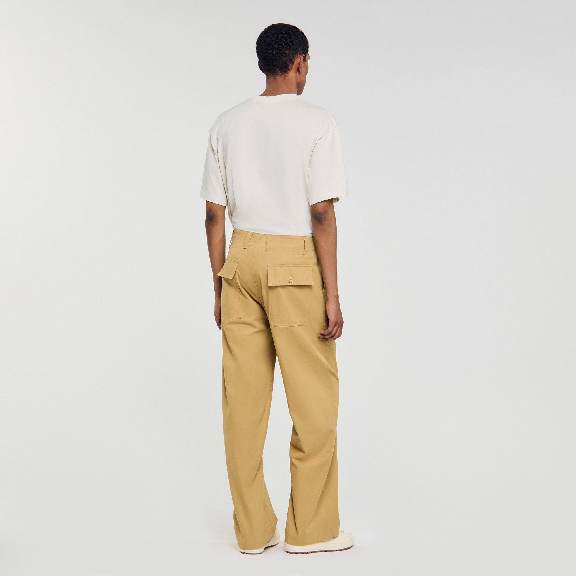 Wide-leg cotton trousers Ocher Yellow Sandro Men