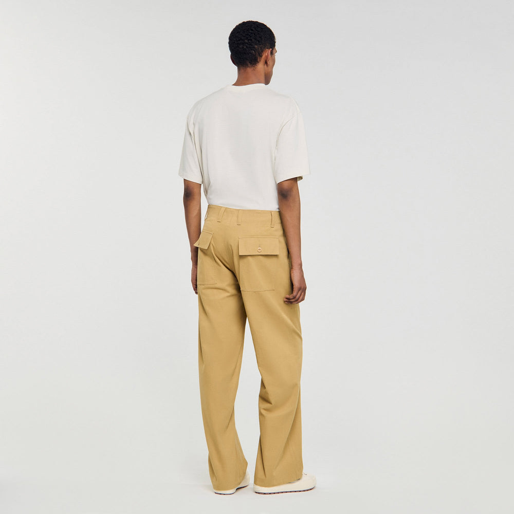 Wide-leg cotton trousers Ocher Yellow Sandro Men