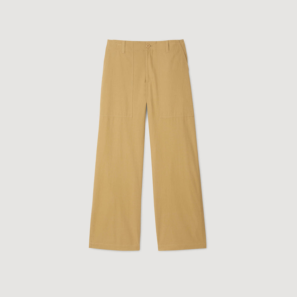 Wide-leg cotton trousers Ocher Yellow Sandro Men