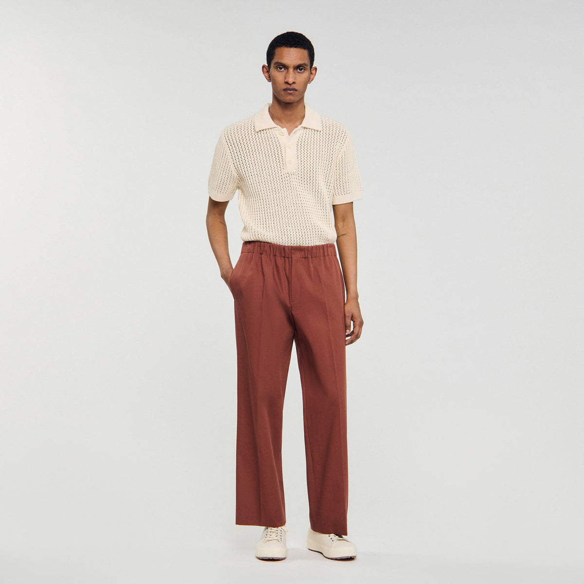 Elasticated wide-leg cotton trousers Terra Sandro Men