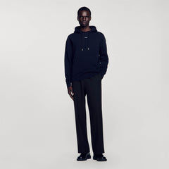 Embroidered hoodie Black Sandro Men