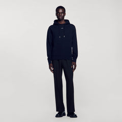 Embroidered hoodie Black Sandro Men
