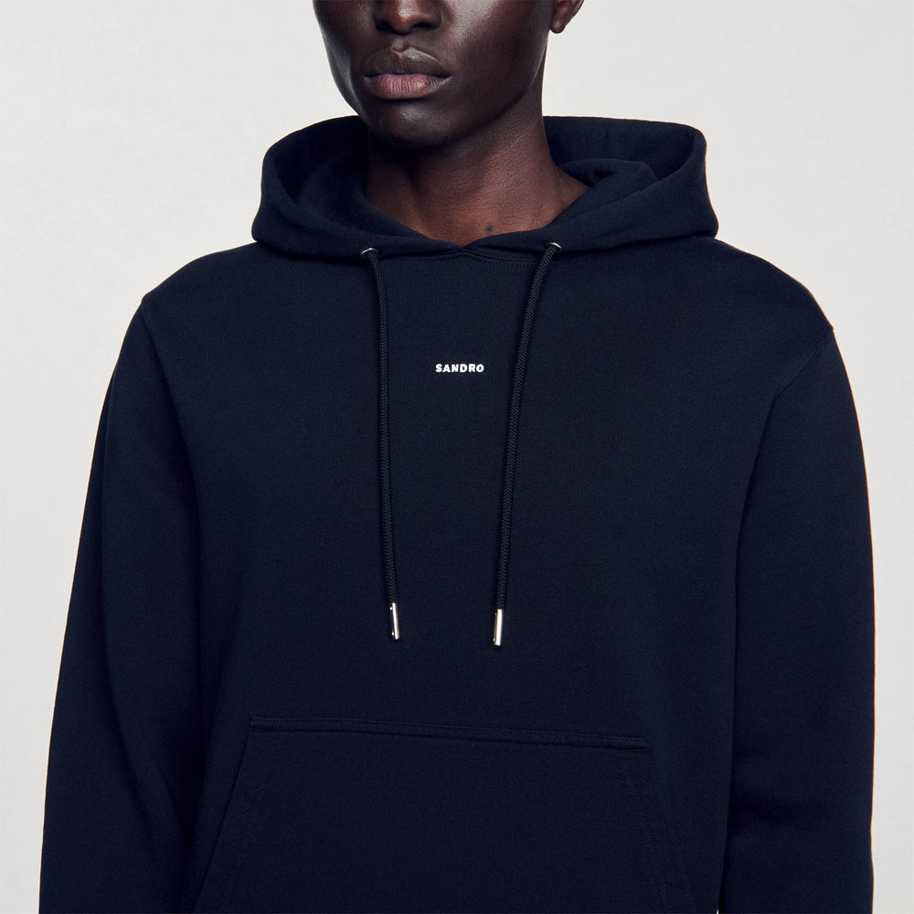 Embroidered hoodie Black Sandro Men