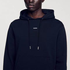 Embroidered hoodie Black Sandro Men