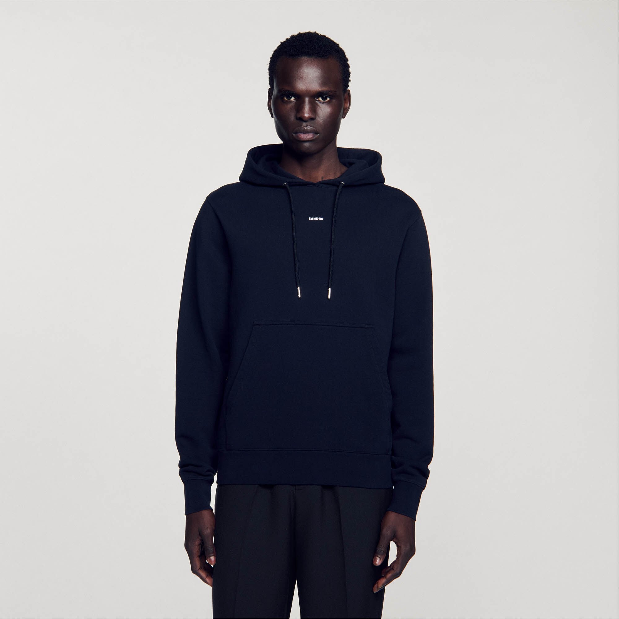 Embroidered hoodie Black Sandro Men