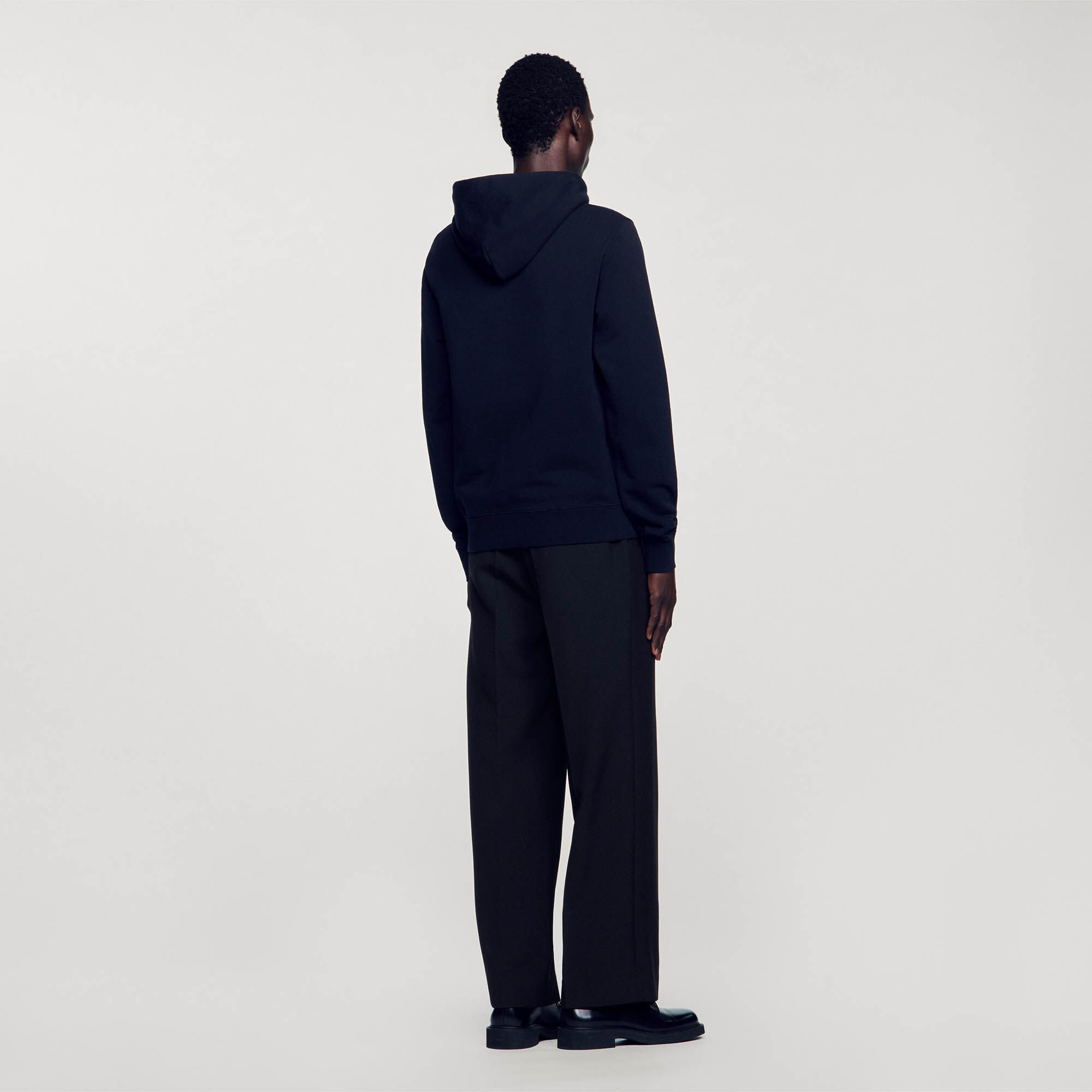 Embroidered hoodie Black Sandro Men