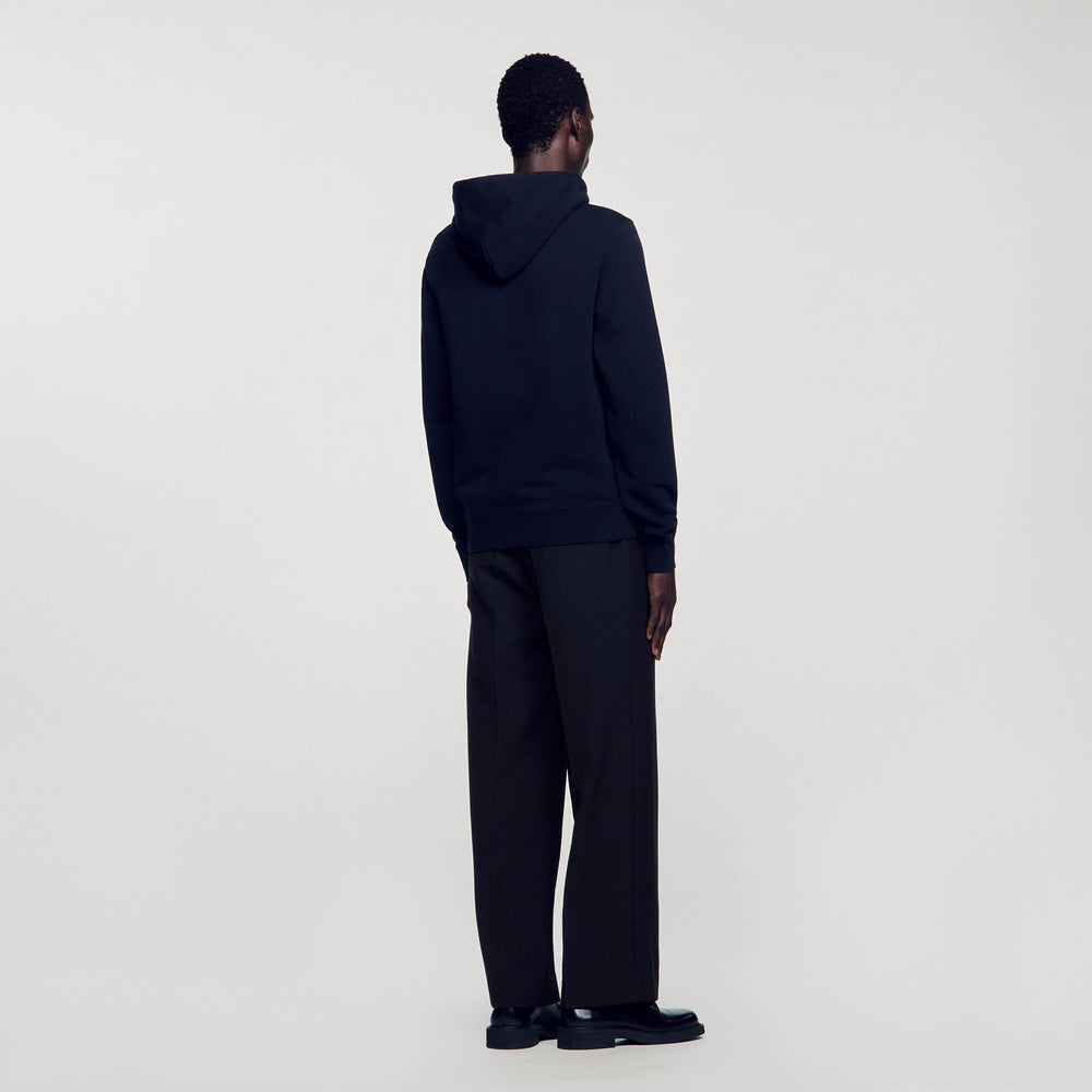 Embroidered hoodie Black Sandro Men