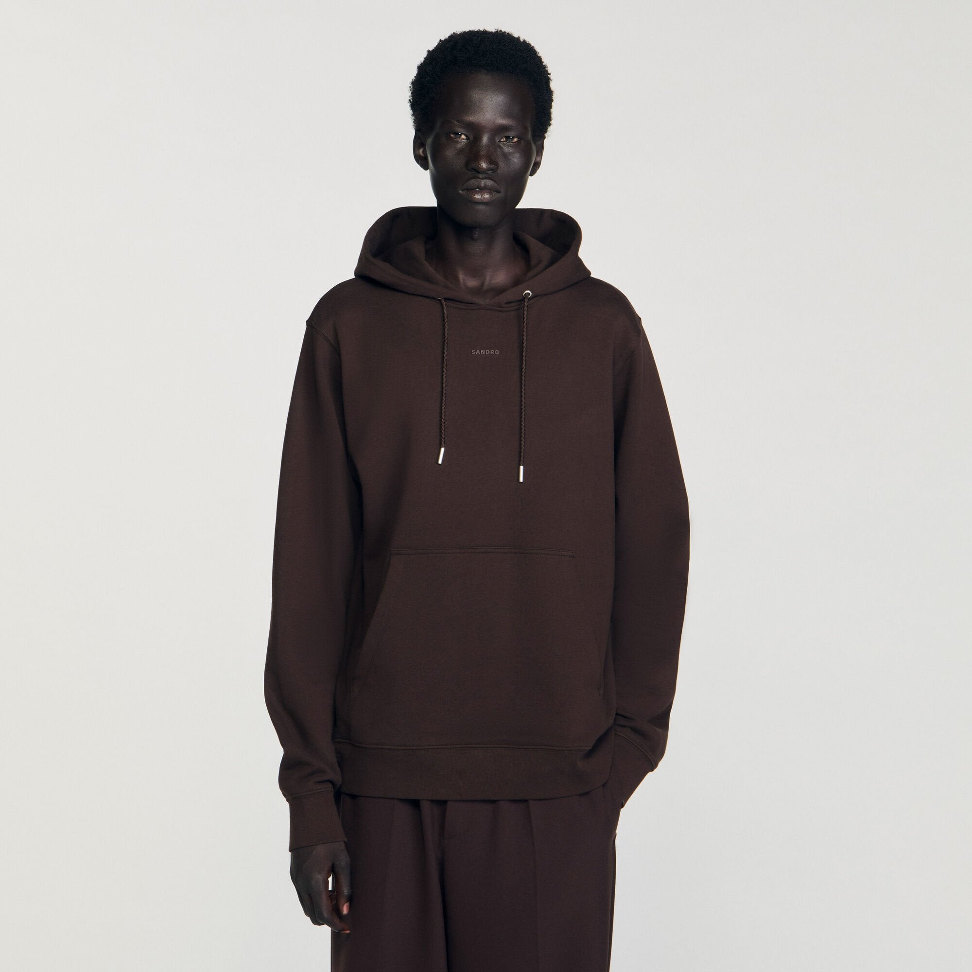 Logo hoodie Chocolate Sandro Men