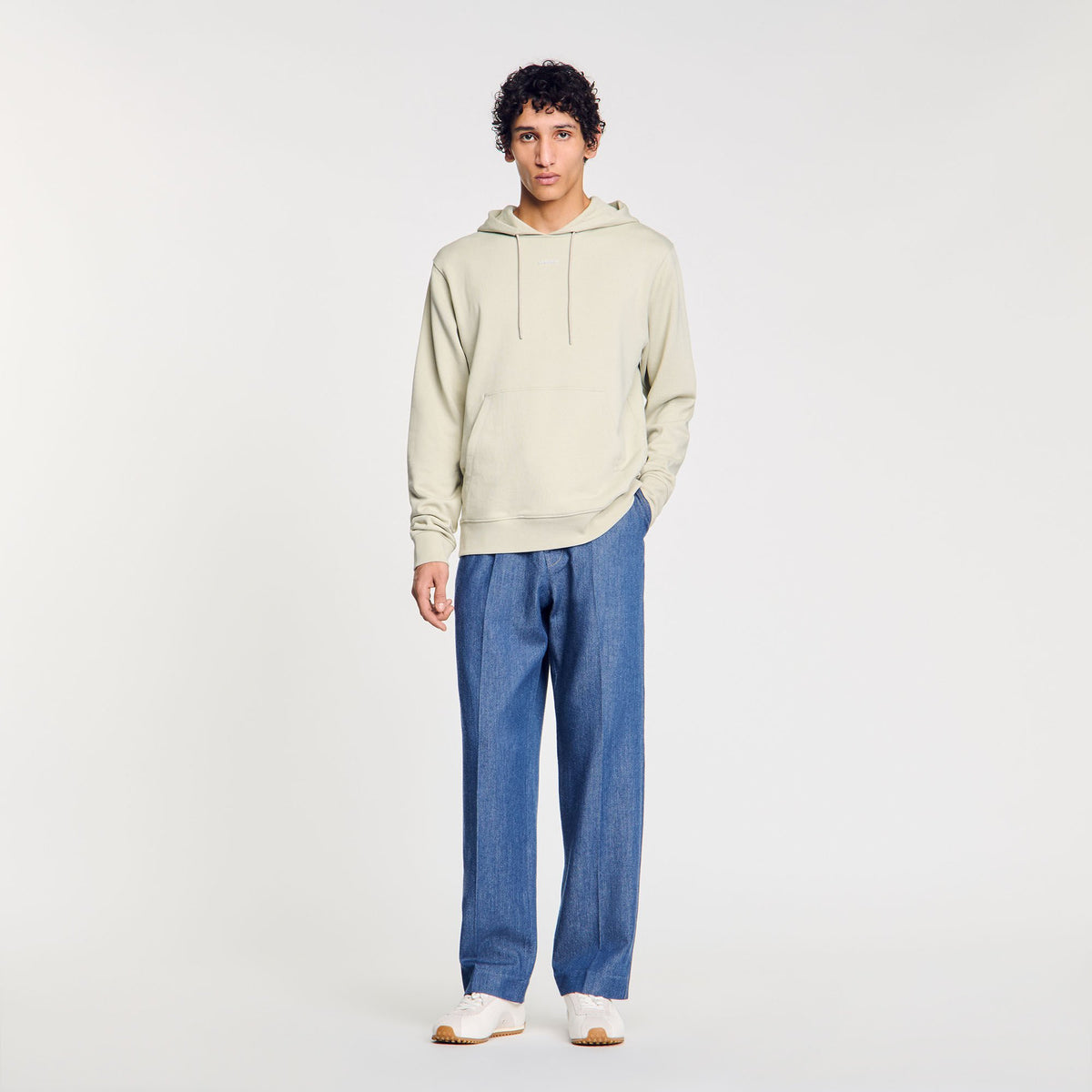 Logo hoodie Light Kaki. Sandro Men