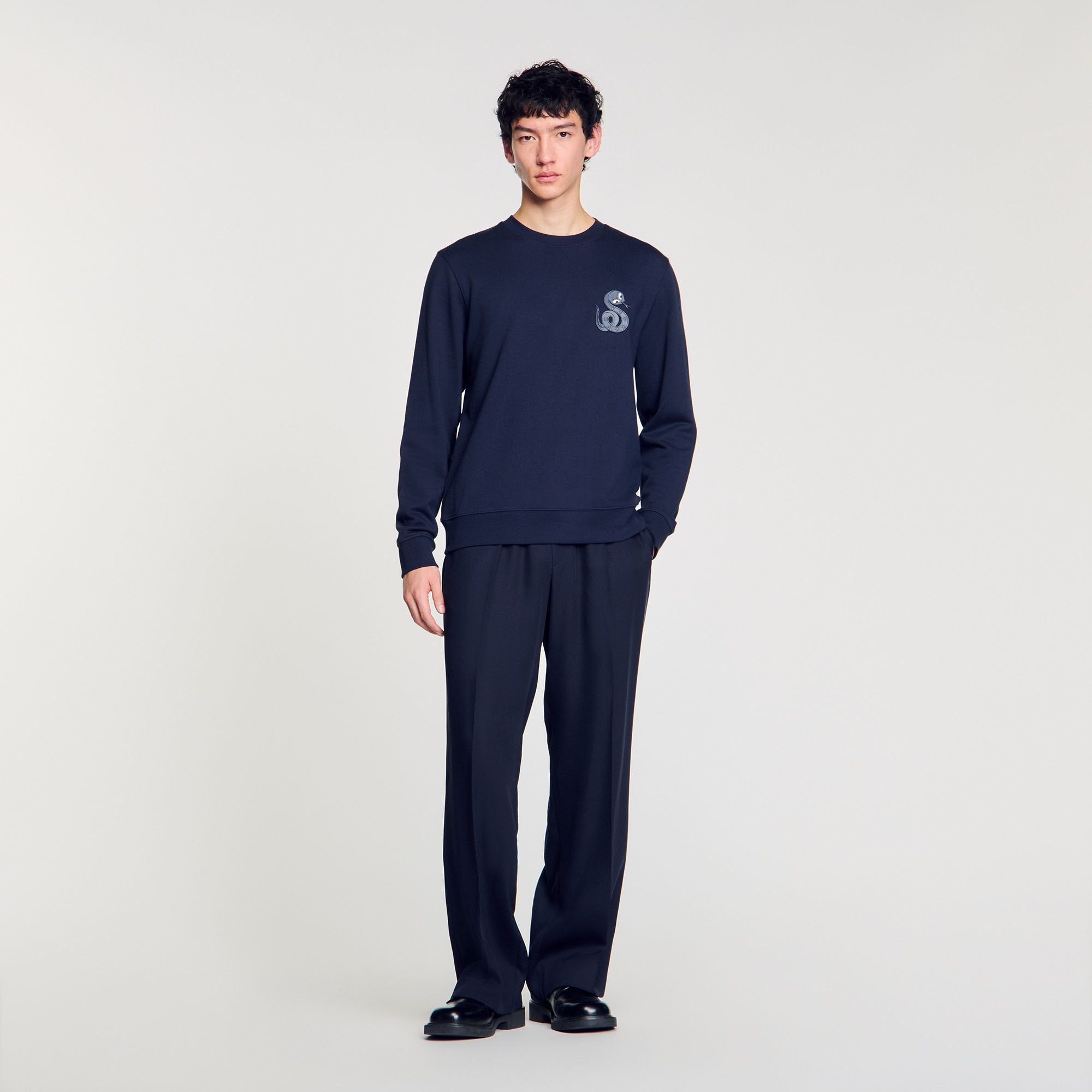 Jacket with snake detail Midnight Blue Sandro Men