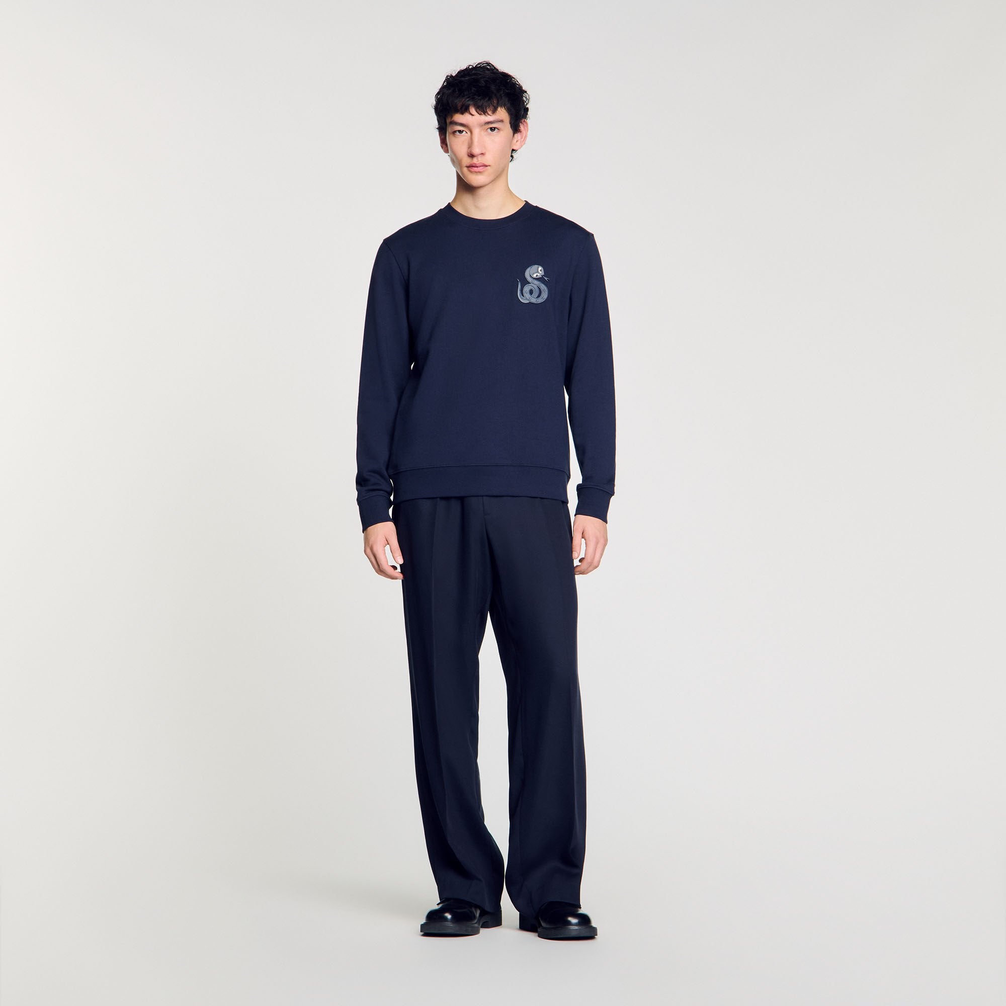 Jacket with snake detail Midnight Blue Sandro Men