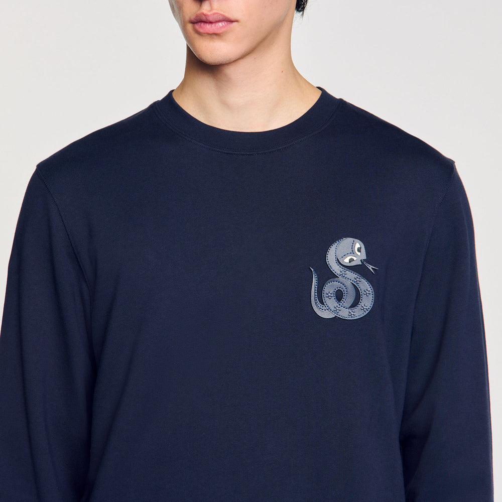 Jacket with snake detail Midnight Blue Sandro Men