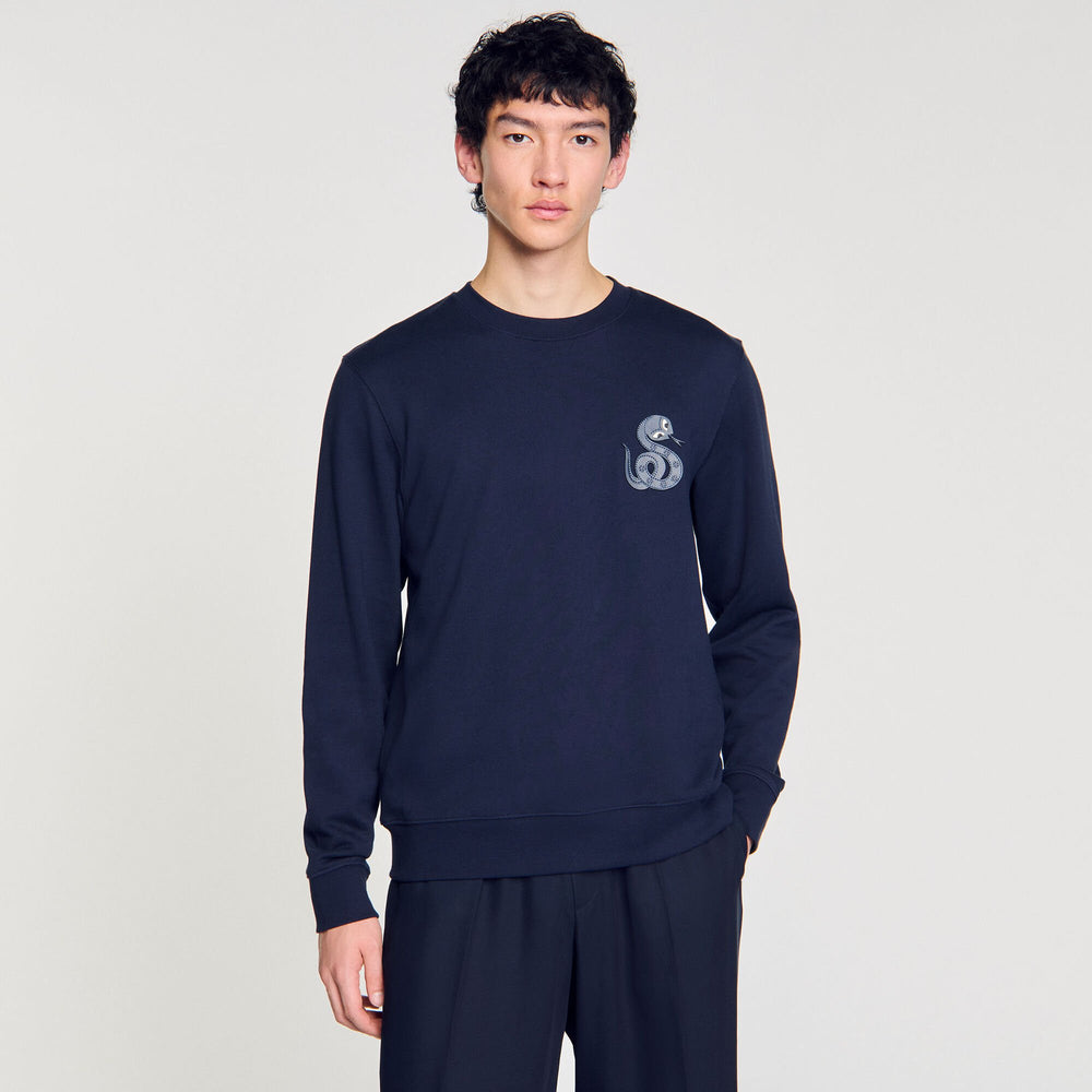Jacket with snake detail Midnight Blue Sandro Men