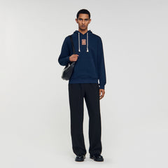 Leather patch sweatshirt Navy Blue Sandro Men