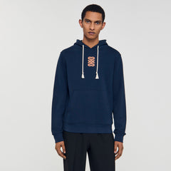 Leather patch sweatshirt Navy Blue Sandro Men