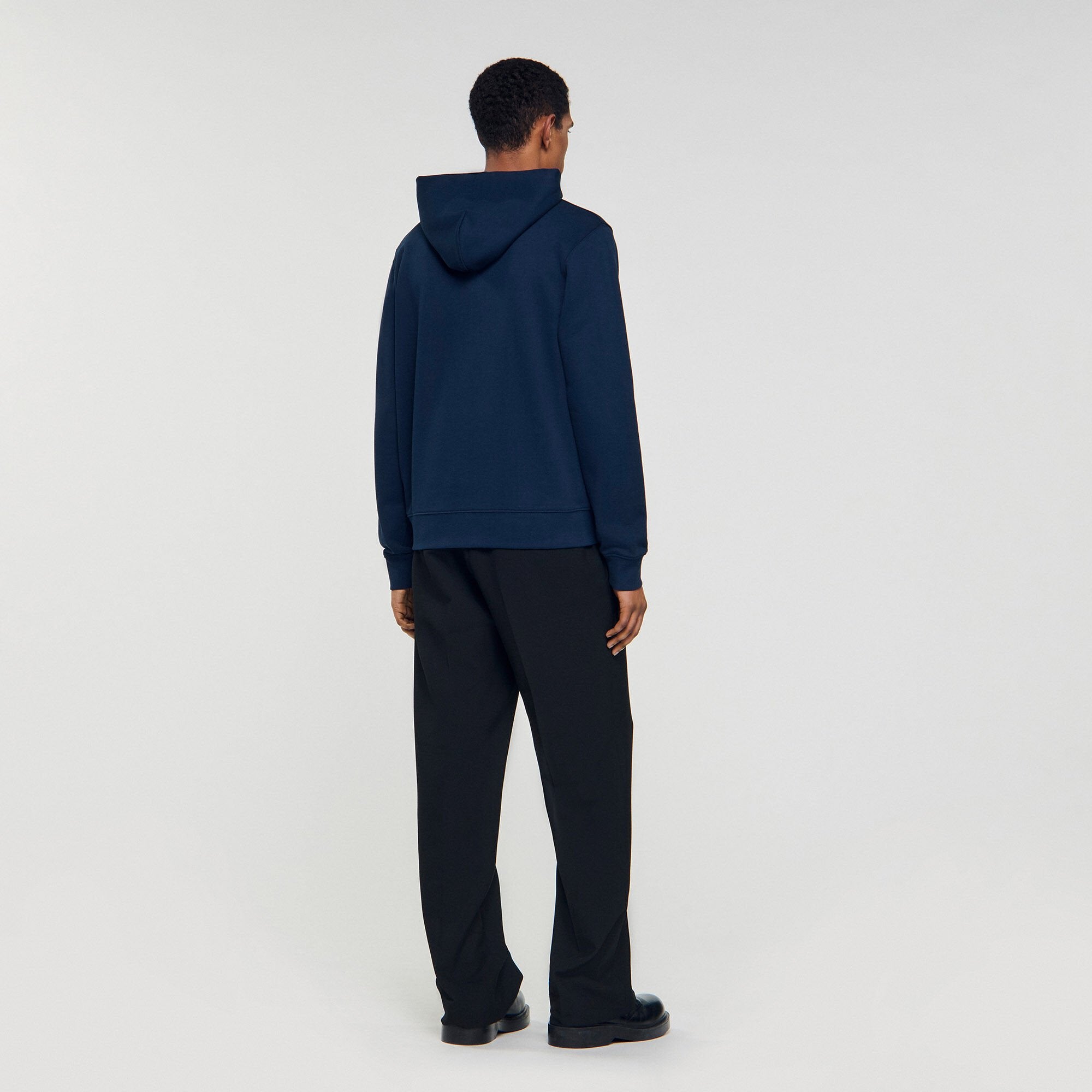 Leather patch sweatshirt Navy Blue Sandro Men