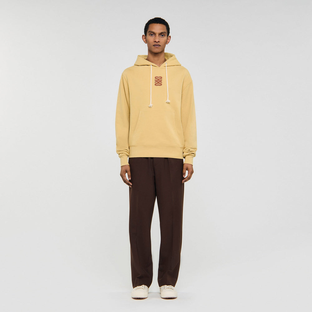 Leather patch sweatshirt Ocher Yellow Sandro Men