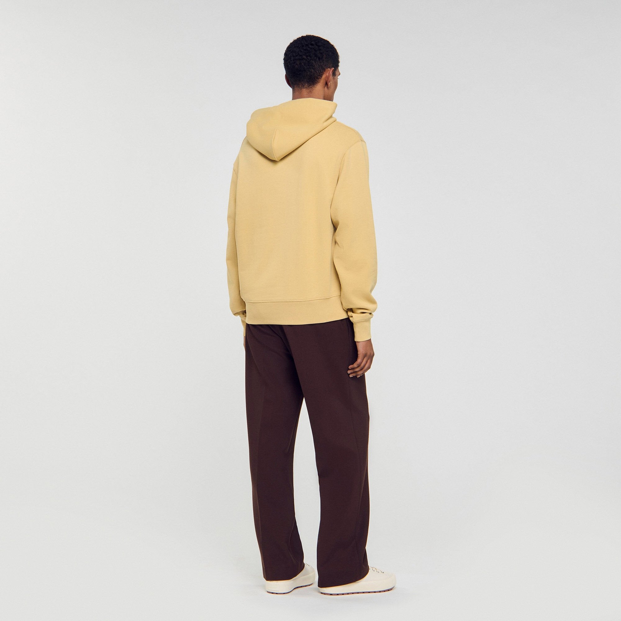 Leather patch sweatshirt Ocher Yellow Sandro Men