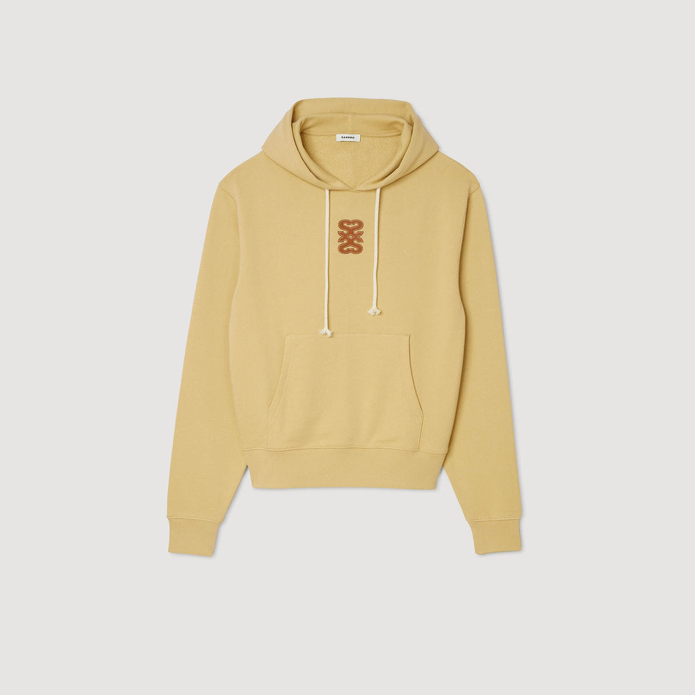 Leather patch sweatshirt Ocher Yellow Sandro Men